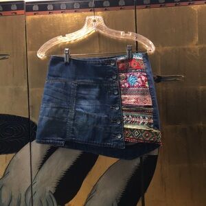 Unique Denim Mini Skirt with Embroidery